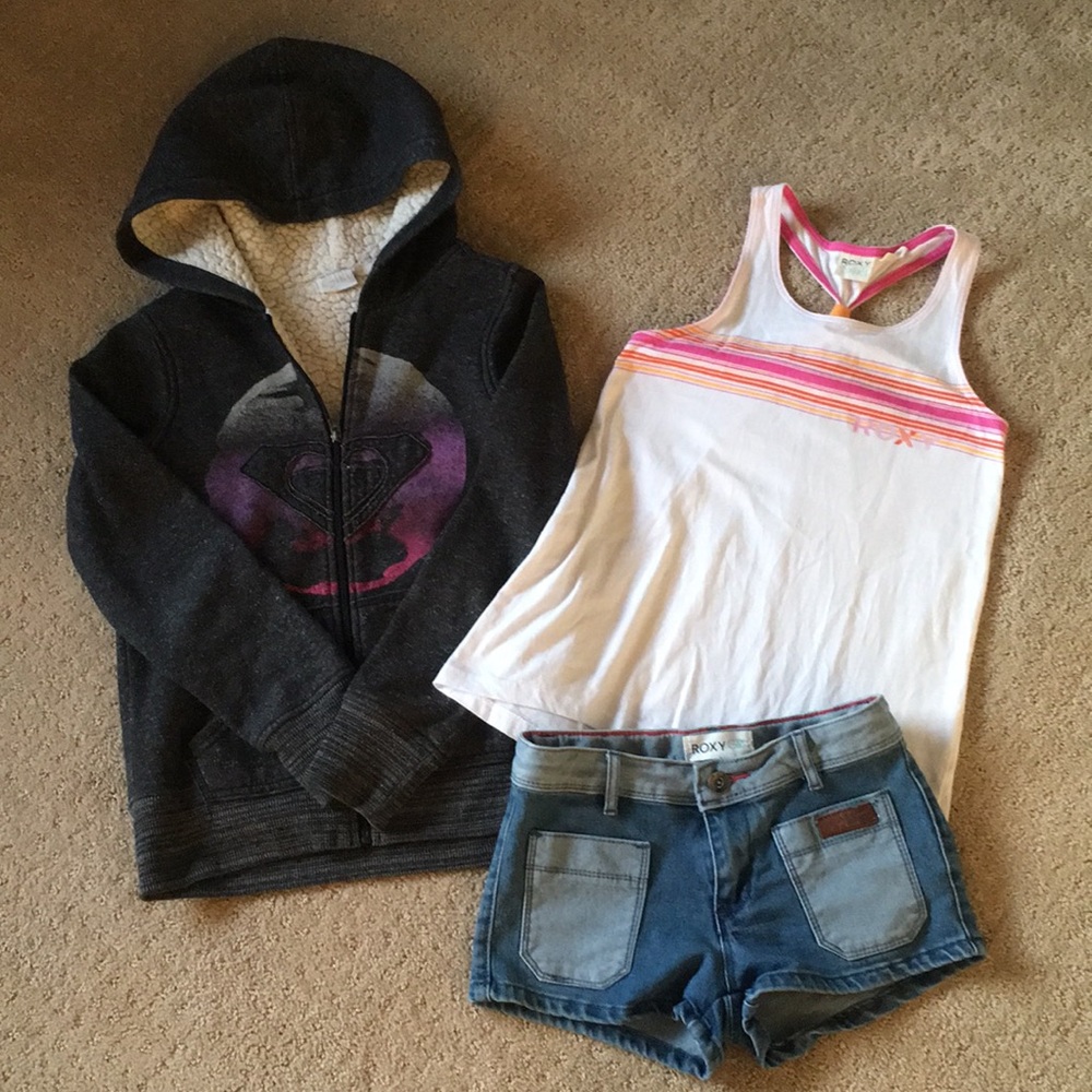 Roxy Girl Shorts, Tank, and Hoodie Set